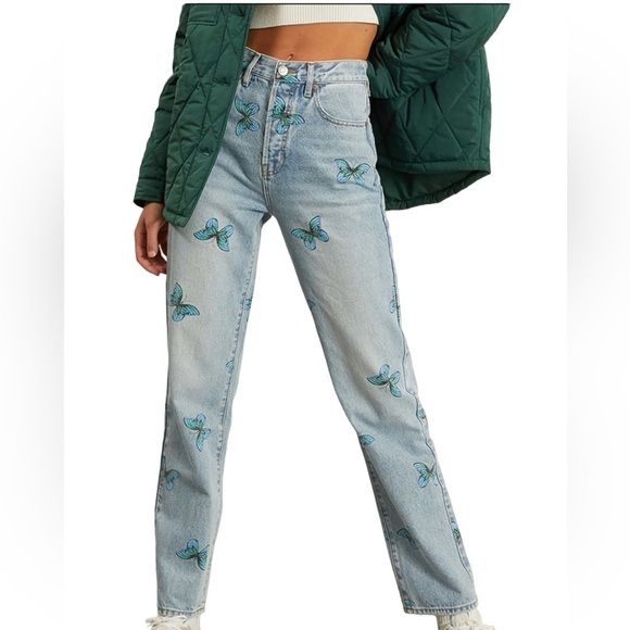 PacSun Eco Butterfly Dad Jean High Rise Straight Leg Button Fly Light Wash Sz 24 - Picture 3 of 13